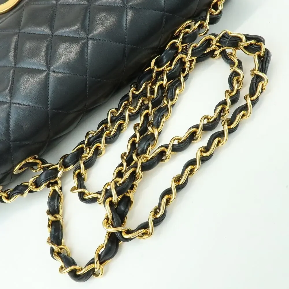 Chanel Jumbo Matelasse 34 Lambskin Leather Flap Bag Black
